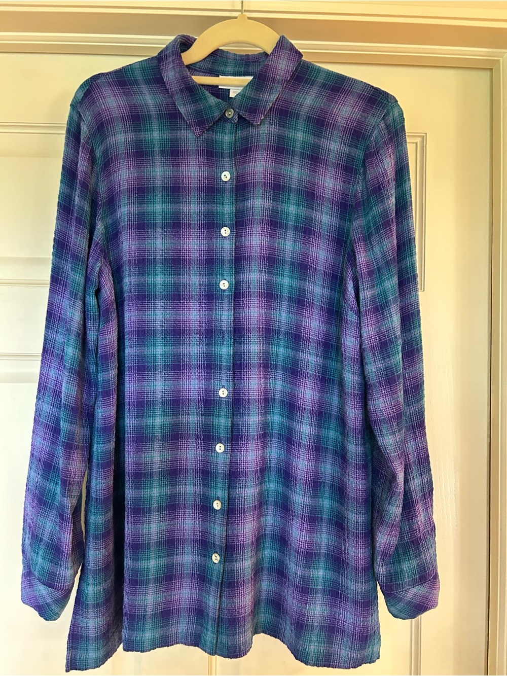 J. Jill Teal & Purple Plaid Button-Down